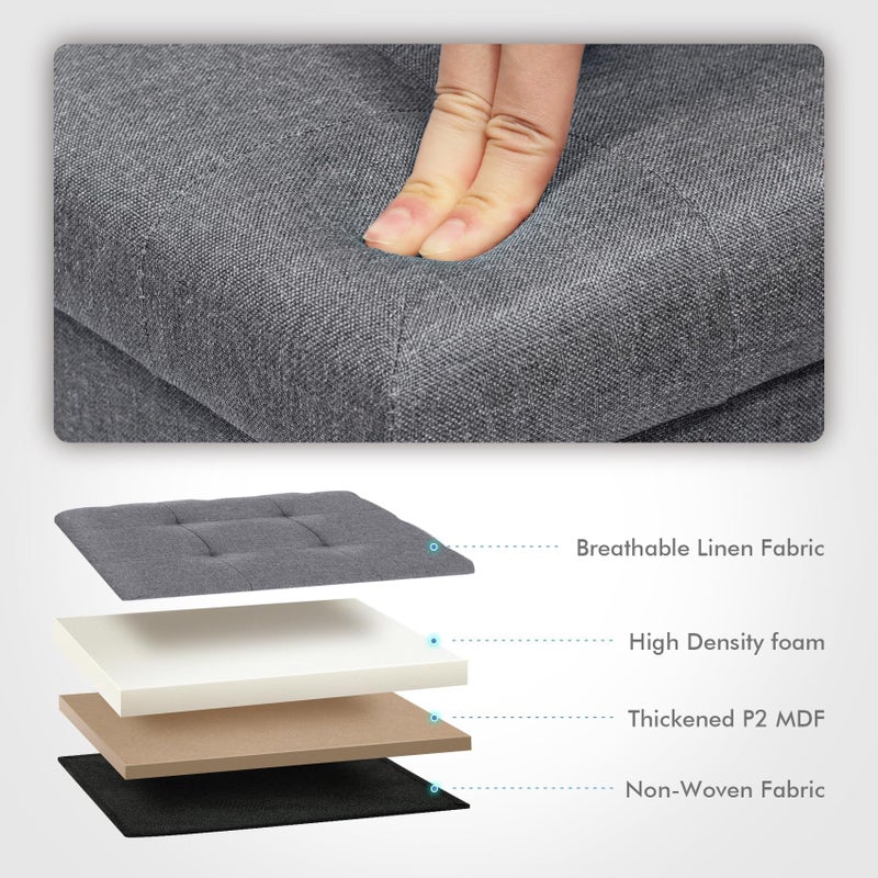 B FSOBEIIALEO Storage Ottoman Cube, Storage Chest Folding Foot Rest Seat, Linen Grey 12.6"X12.6"X12.6" (2 Pack) - Image 3